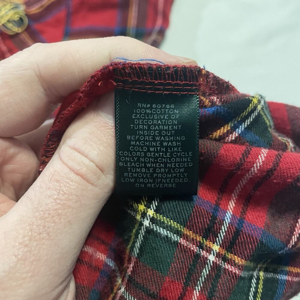 Lauren Ralph Lauren XL Red Plaid Flannel Sleepshirt Long 46" Nightgown Pockets - Picture 5 of 9